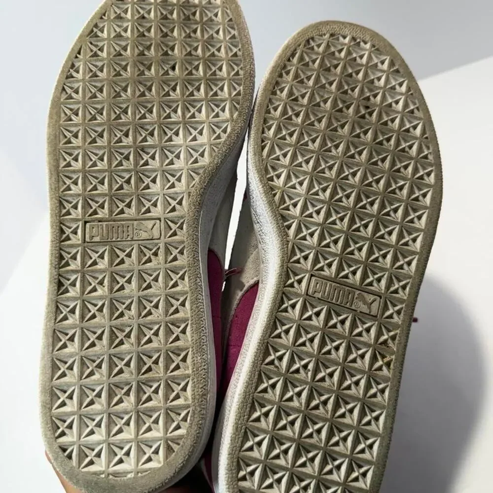 Puma Suede Classic Womens 8.5 355462-79 Fuchsia Magenta White Low Top Sneakers